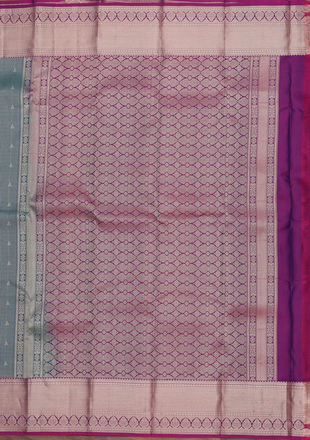 Peacock Blue Zariwork Pure Silk Saree