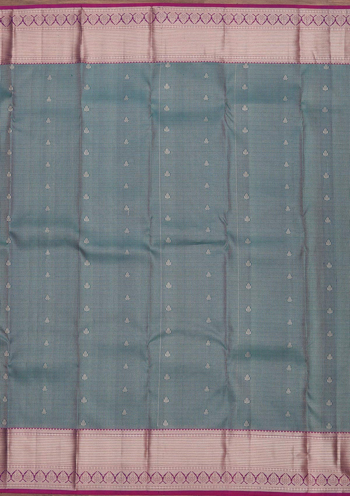 Peacock Blue Zariwork Pure Silk Saree