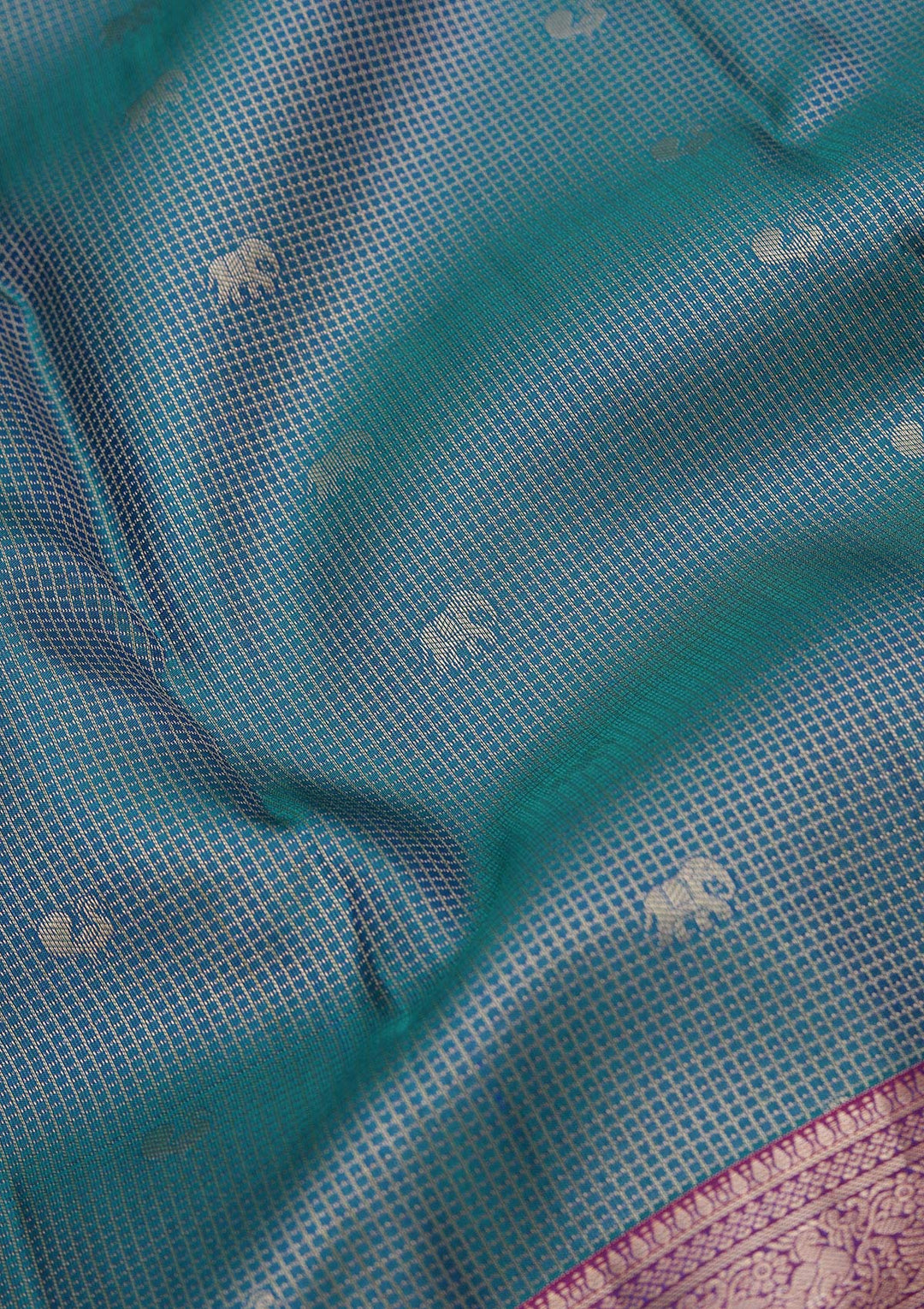 Peacock Blue Zariwork Pure Silk Saree
