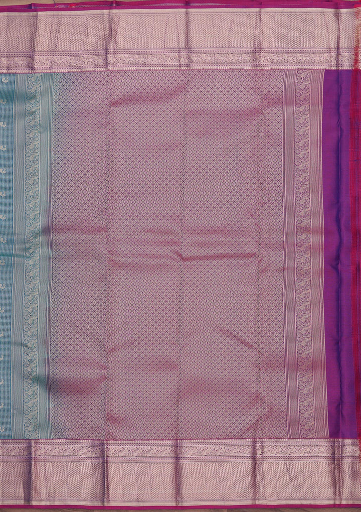 Peacock Blue Zariwork Pure Silk Saree