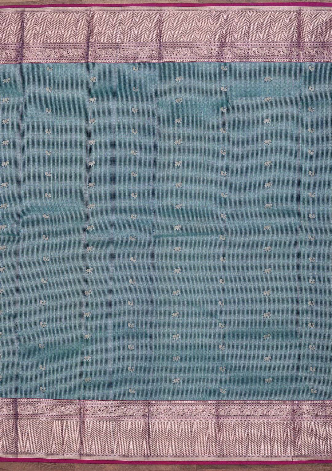 Peacock Blue Zariwork Pure Silk Saree