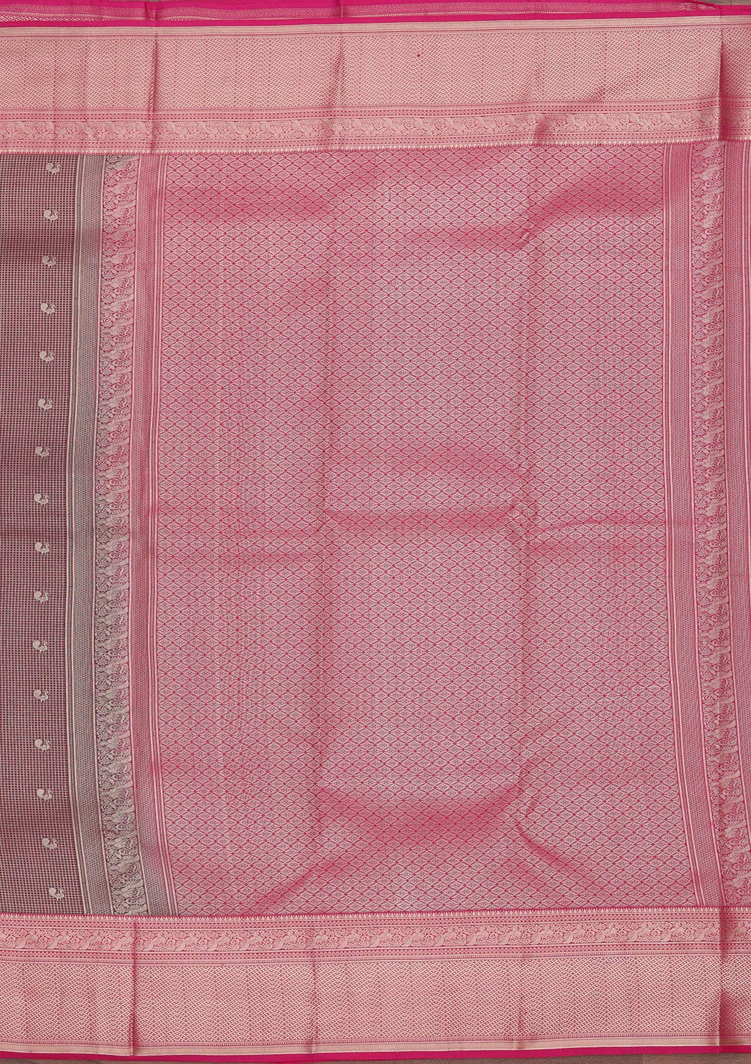 Wine Pure Silk Checks Zariwork Saree With Matching Blouse Piece