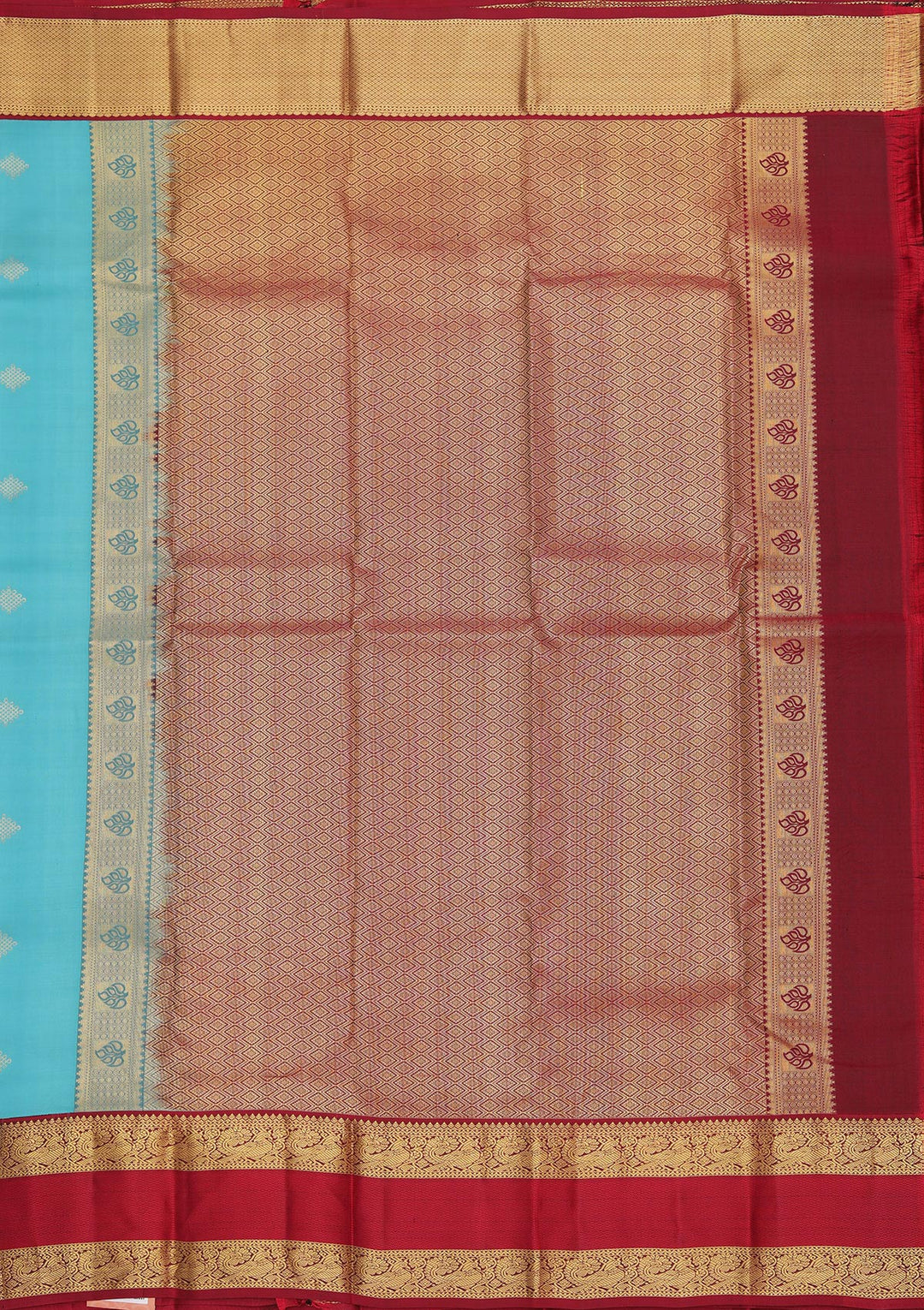 Sky Blue Pure Silk Buti Zariwork Saree With Matching Blouse Piece