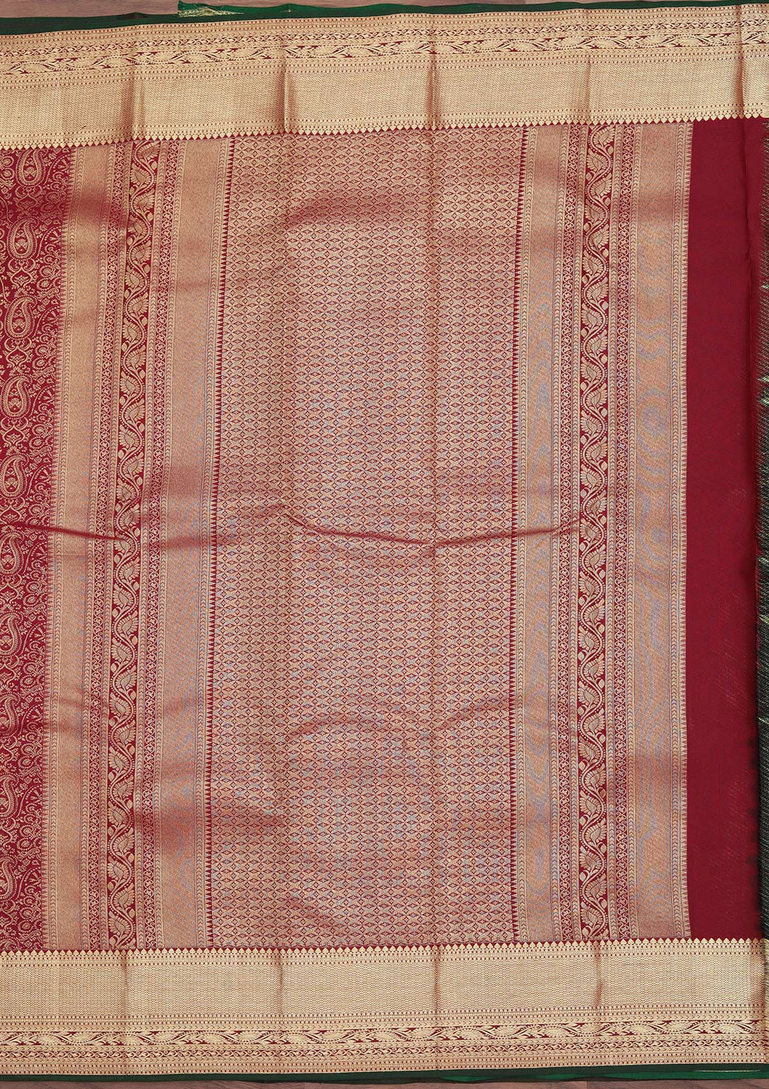 Brown Pure Silk Jaal Zariwork Saree With Matching Blouse Piece