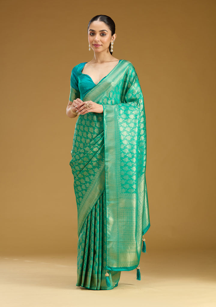 Green Zariwork (Gold) Silk Saree