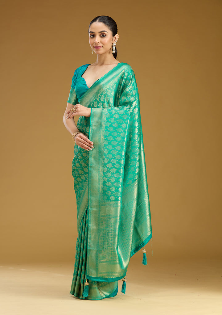 Green Zariwork (Gold) Silk Saree