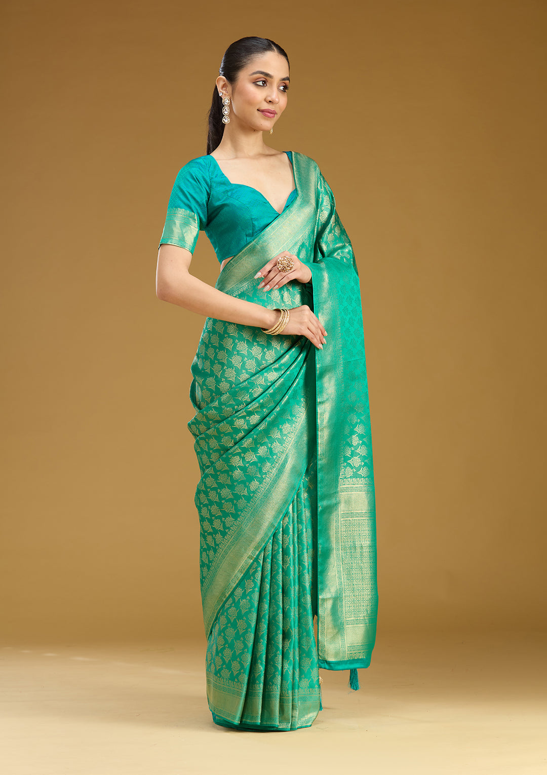 Green Zariwork (Gold) Silk Saree