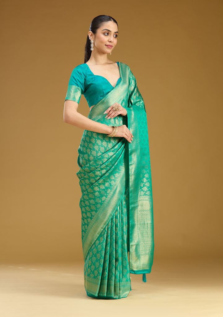 Green Zariwork (Gold) Silk Saree