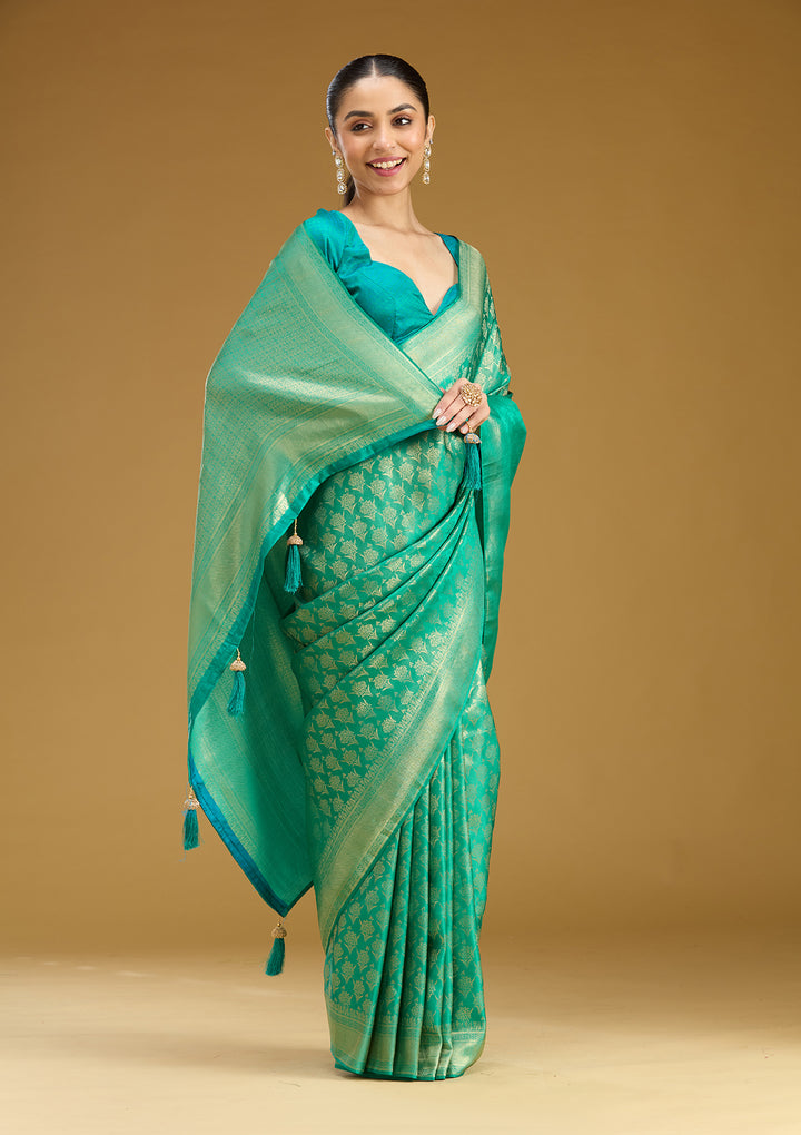 Green Zariwork (Gold) Silk Saree