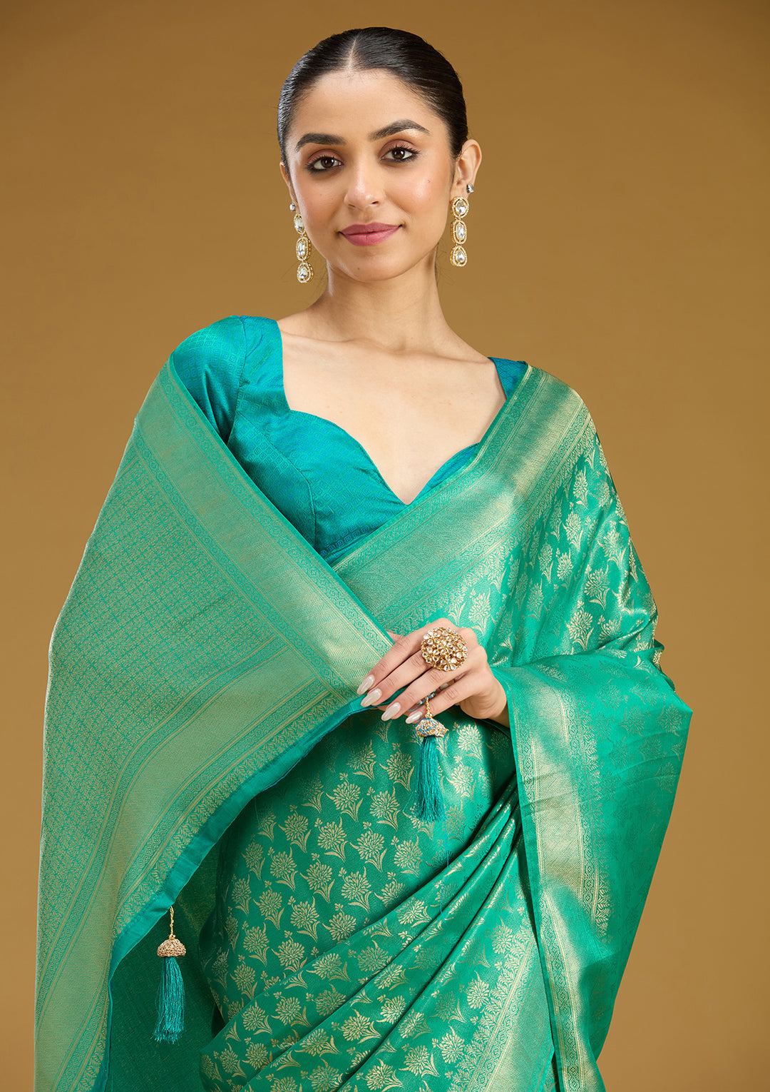 Green Zariwork (Gold) Silk Saree