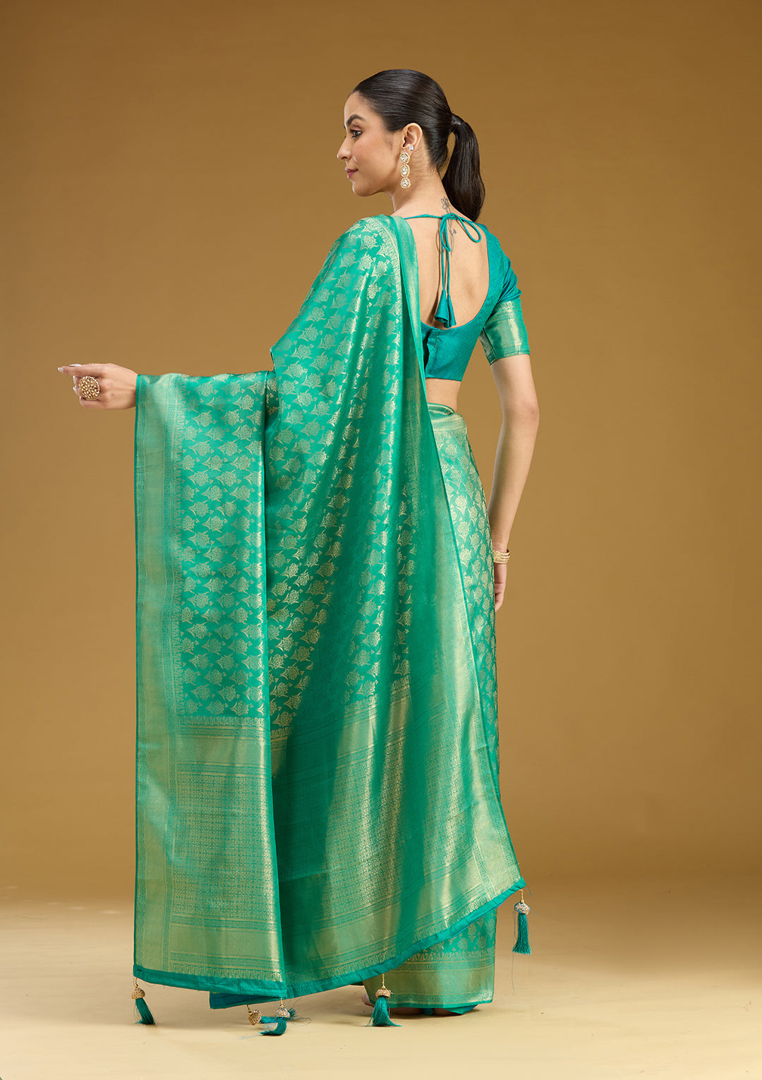 Green Zariwork (Gold) Silk Saree