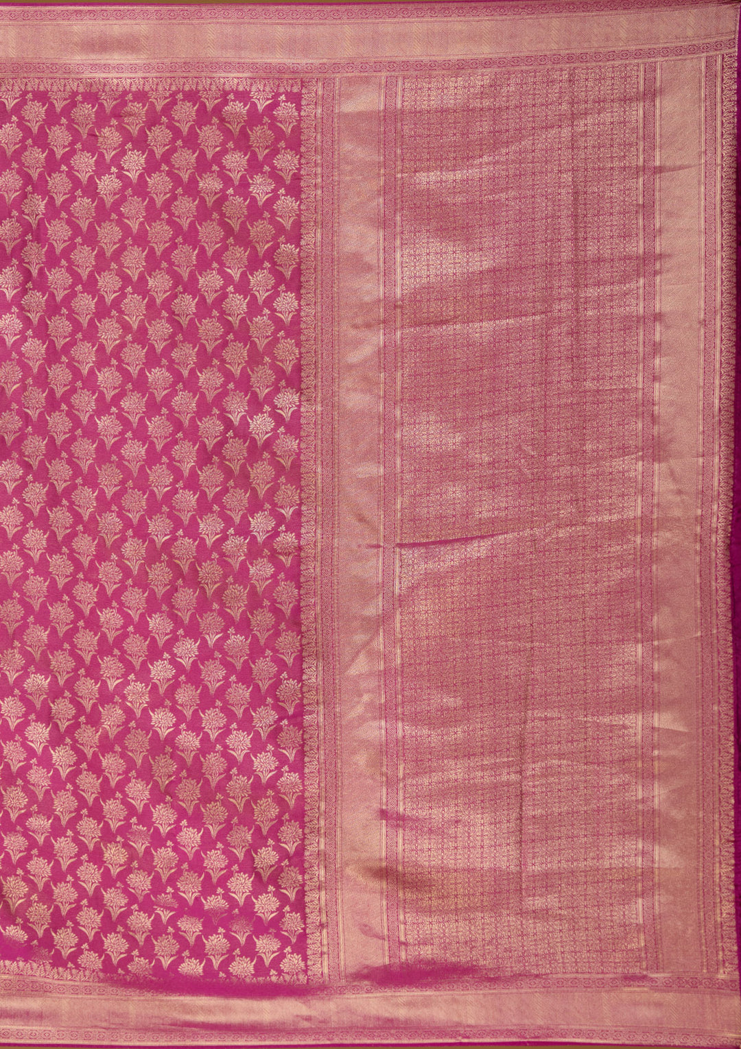 Wine Silk Jaal Gold Zariwork Saree With Matching Blouse Piece