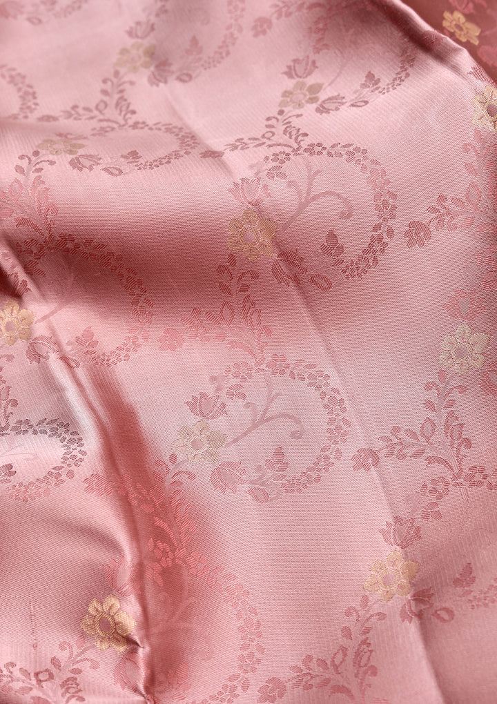 Mauve Pure Silk Jaal Zariwork Saree With Matching Blouse Piece