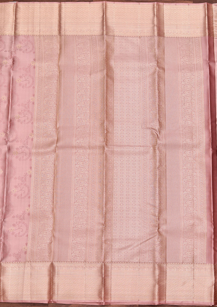 Mauve Pure Silk Jaal Zariwork Saree With Matching Blouse Piece