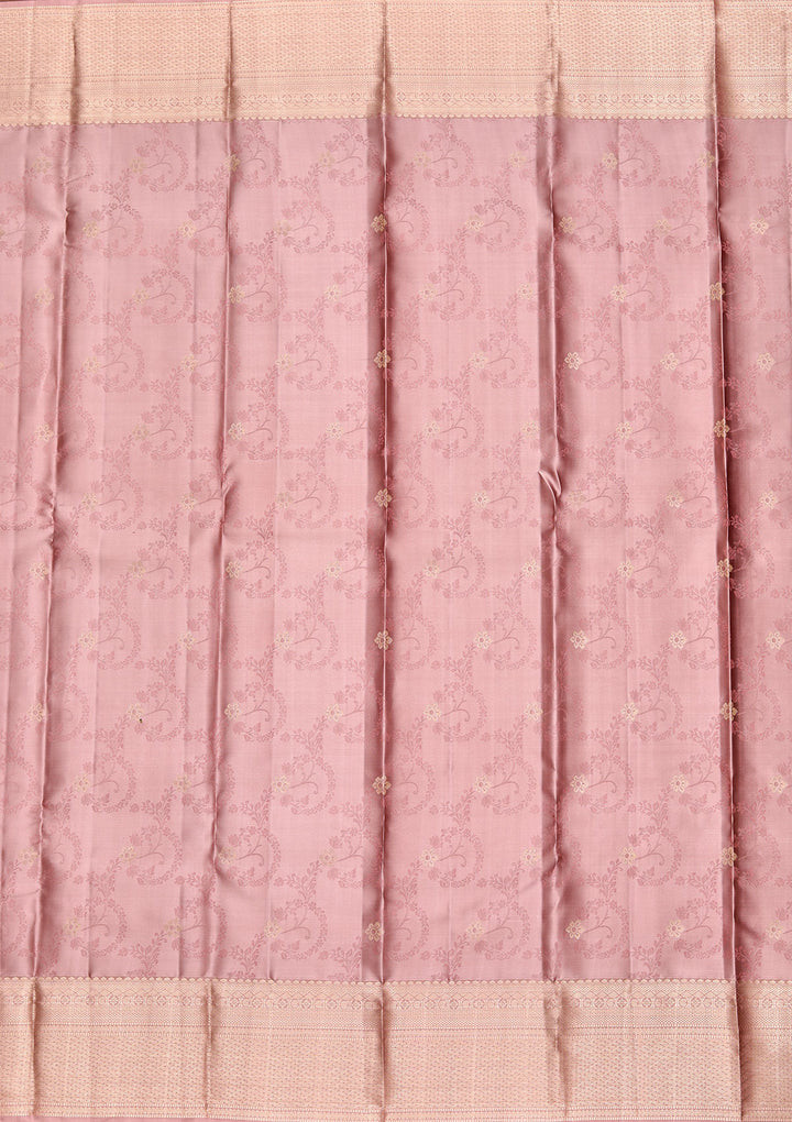 Mauve Pure Silk Jaal Zariwork Saree With Matching Blouse Piece