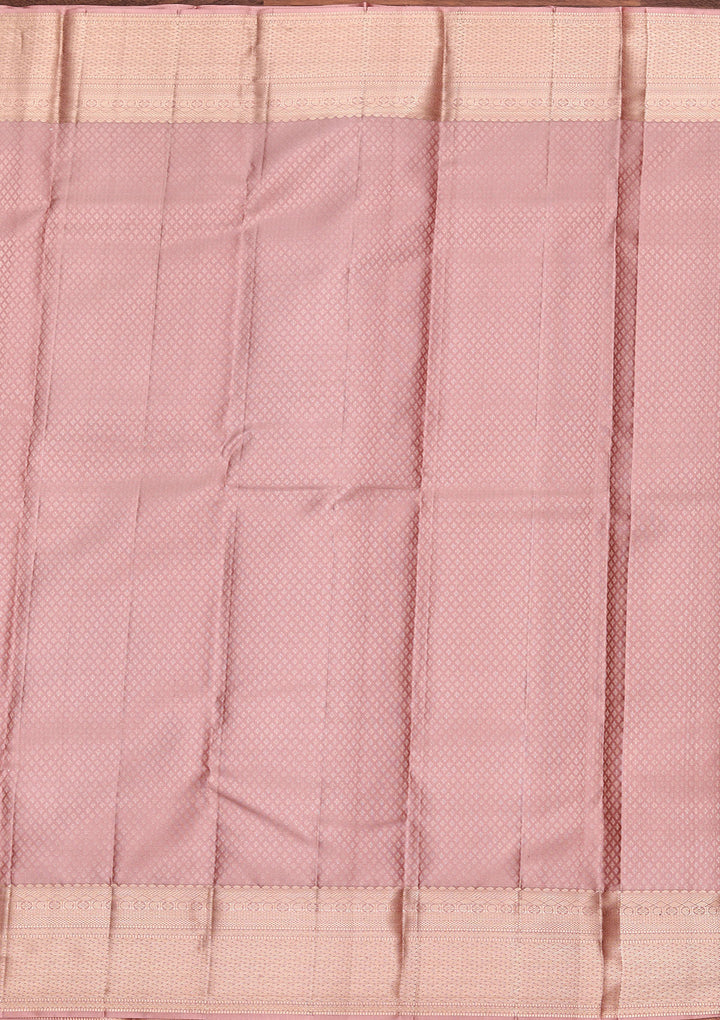 Mauve Pure Silk Jaal Zariwork Saree With Matching Blouse Piece