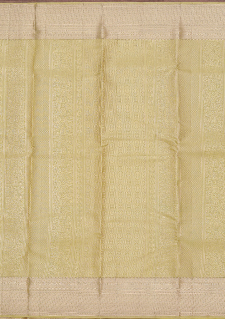 Mehendi Pure Silk Jaal Zariwork Saree With Matching Blouse Piece
