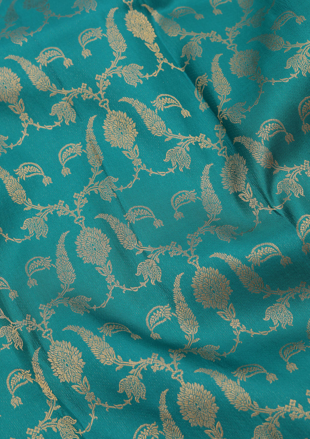 Peacock Green Pure Silk Jaal Zariwork Saree With Matching Blouse Piece