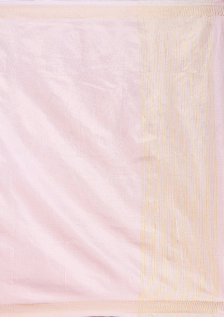 Baby Pink Silk Plain Gold Zariwork Saree With Matching Blouse Piece