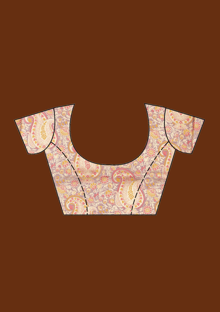 Baby Pink Silk Plain Gold Zariwork Saree With Matching Blouse Piece