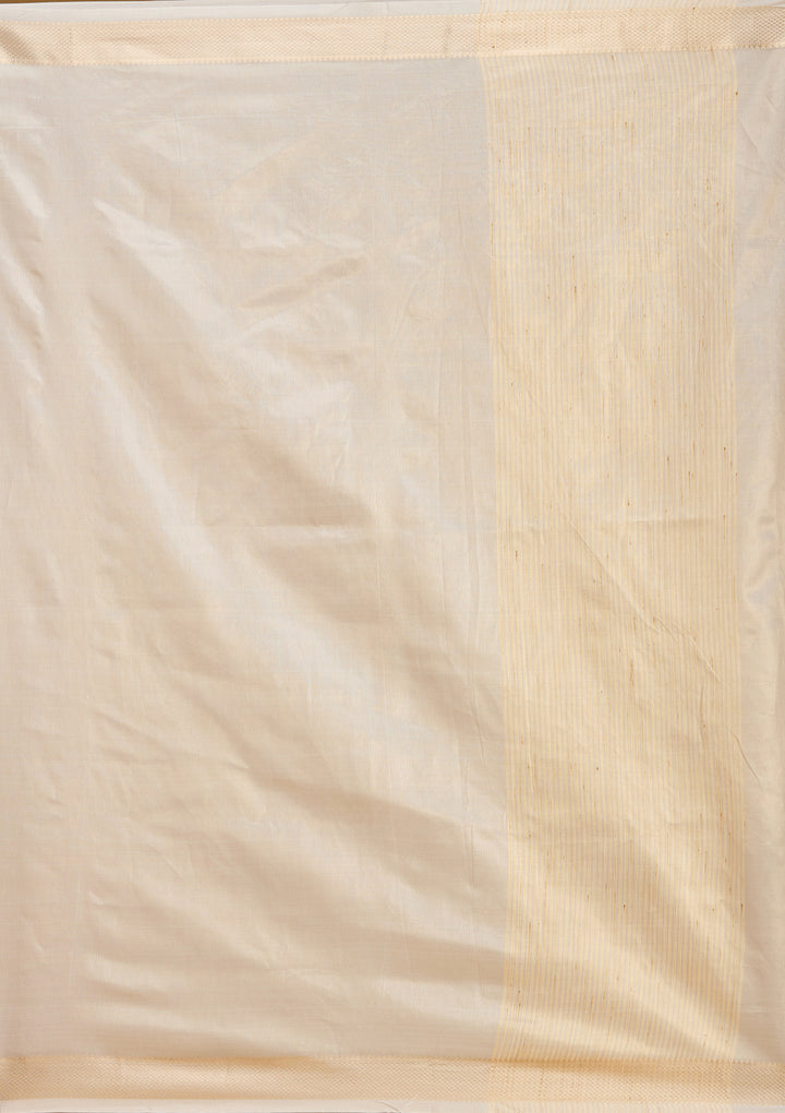 Grey Silk Plain Gold Zariwork Saree With Matching Blouse Piece