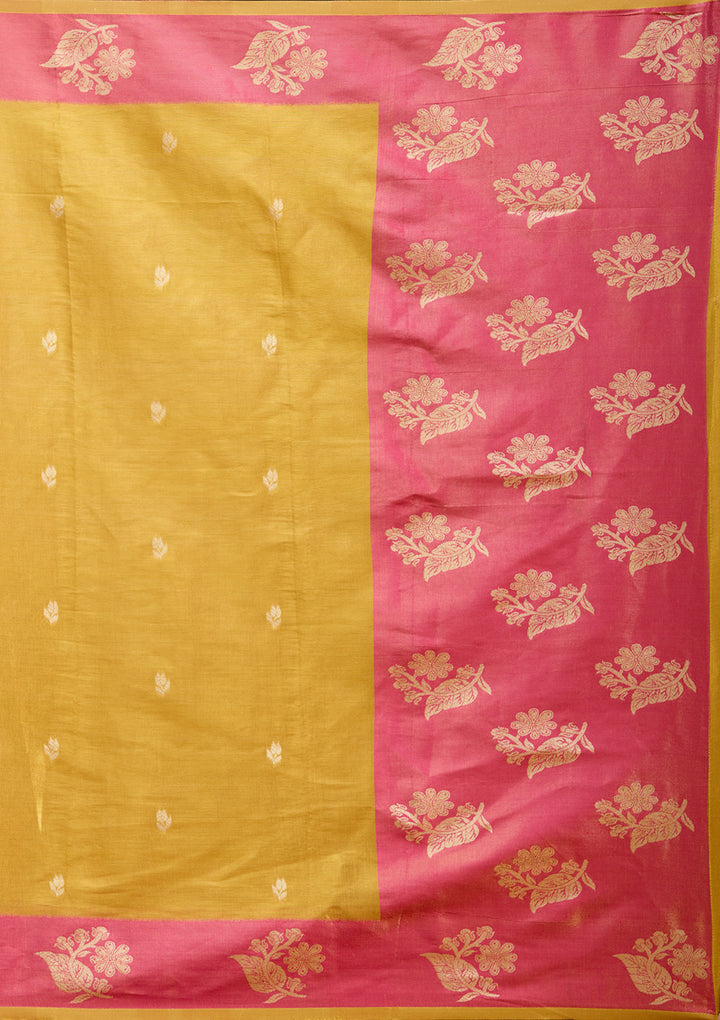 Gold Silk Buti Gold Zariwork Saree With Matching Blouse Piece