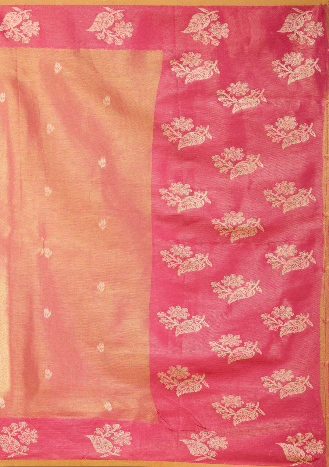 Onion Pink Silk Buti Gold Zariwork Saree With Matching Blouse Piece
