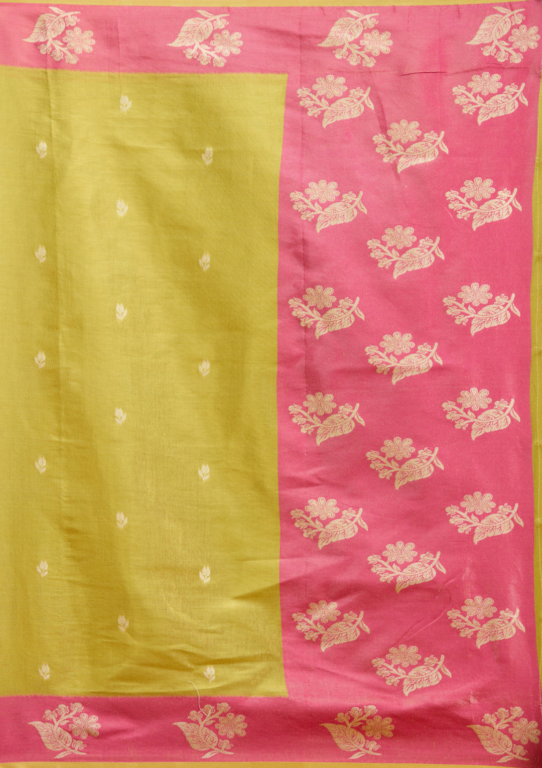 Pista Green Silk Buti Gold Zariwork Saree With Matching Blouse Piece