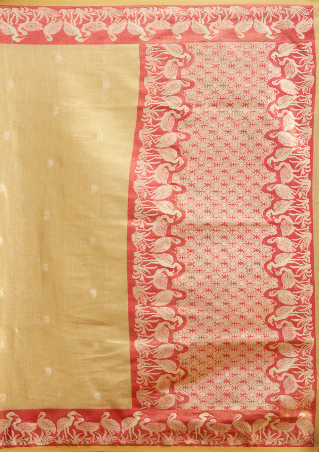 Gold Silk Buti Gold Zariwork Saree With Matching Blouse Piece
