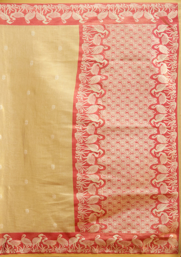 Gold Silk Buti Gold Zariwork Saree With Matching Blouse Piece