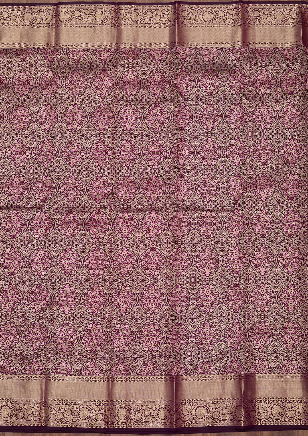 Violet Pure Silk Jaal Silver Zariwork Saree With Matching Blouse Piece