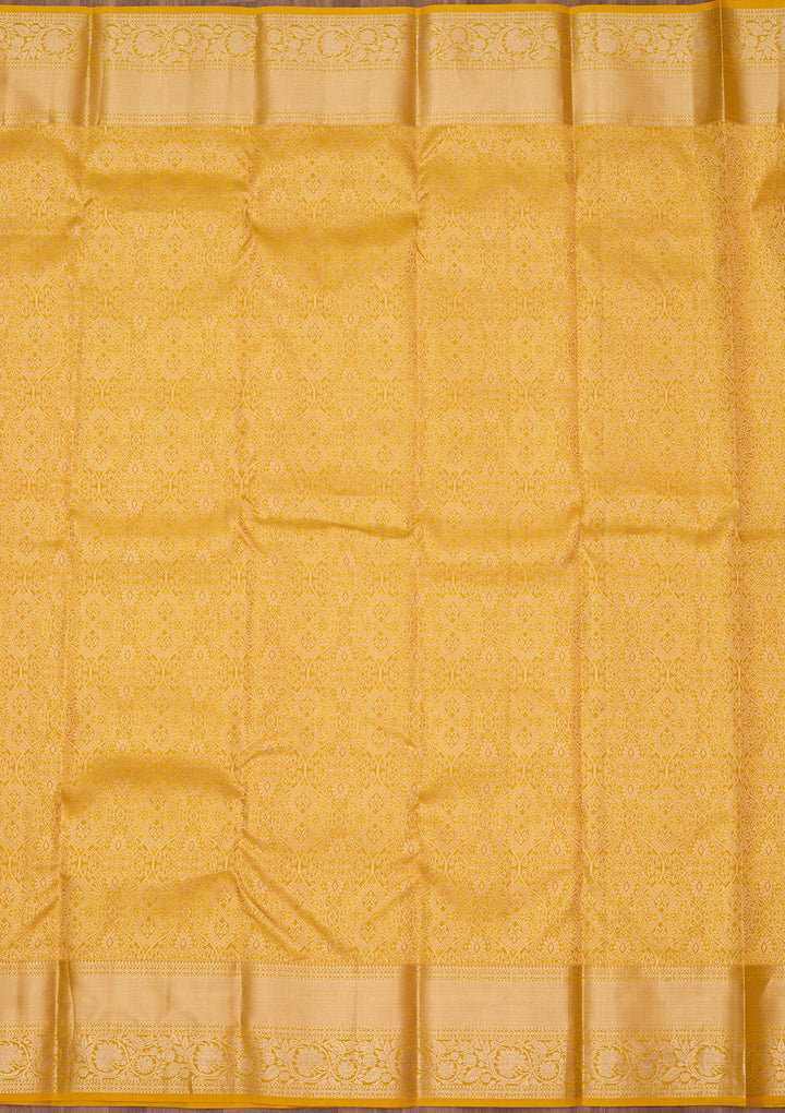 Yellow Pure Silk Jaal Silver Zariwork Saree With Matching Blouse Piece