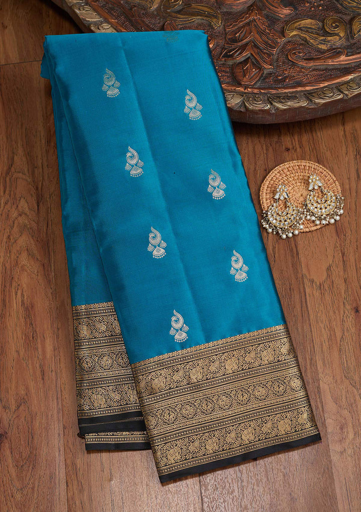 Blue Zariwork (Gold) Silk Silk_Saree