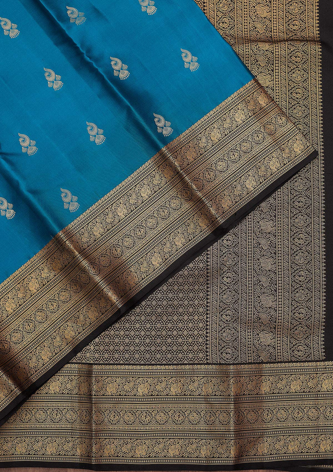 Blue Zariwork (Gold) Silk Silk_Saree