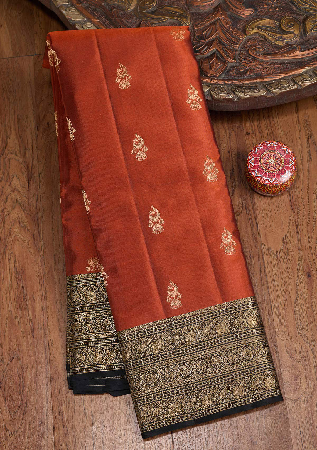 Orange Zariwork (Gold) Pure Silk Silk_Saree