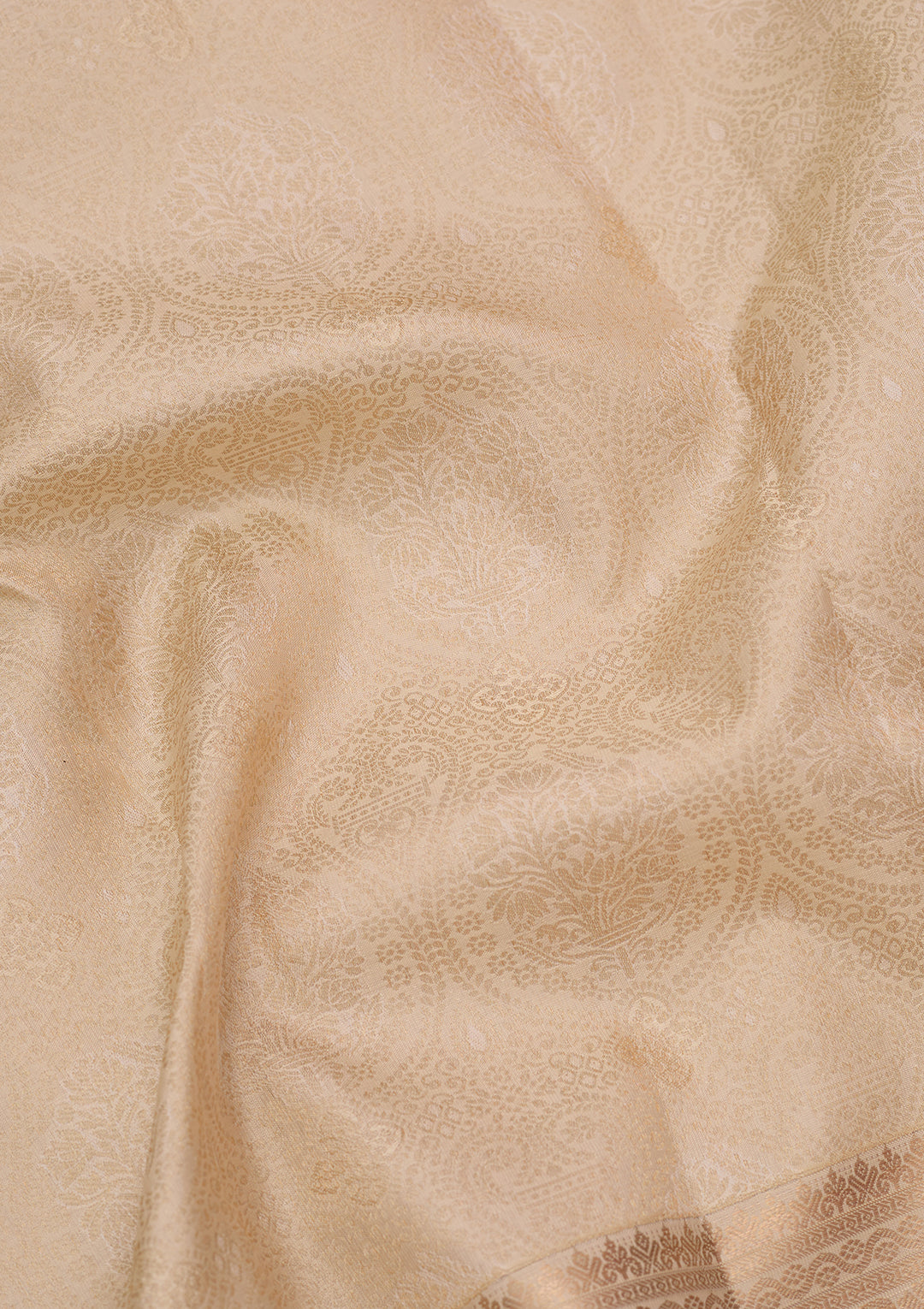 Cream Silk Jaal Silver Zariwork Saree With Matching Blouse Piece