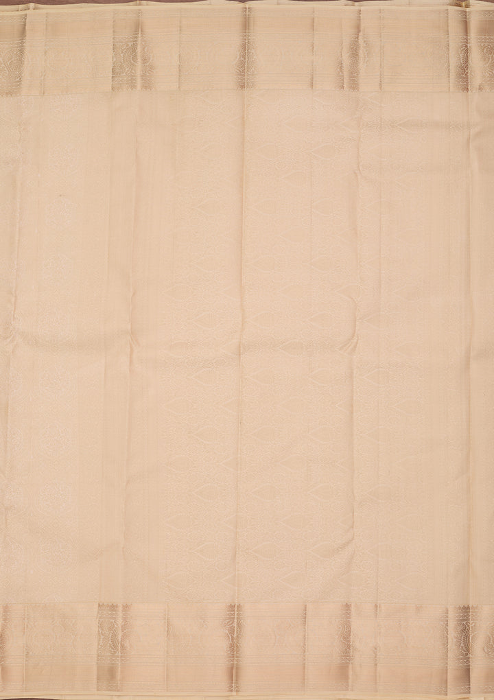 Cream Silk Jaal Silver Zariwork Saree With Matching Blouse Piece