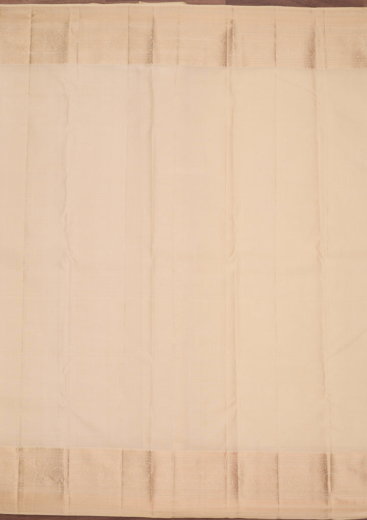 Cream Silk Jaal Silver Zariwork Saree With Matching Blouse Piece