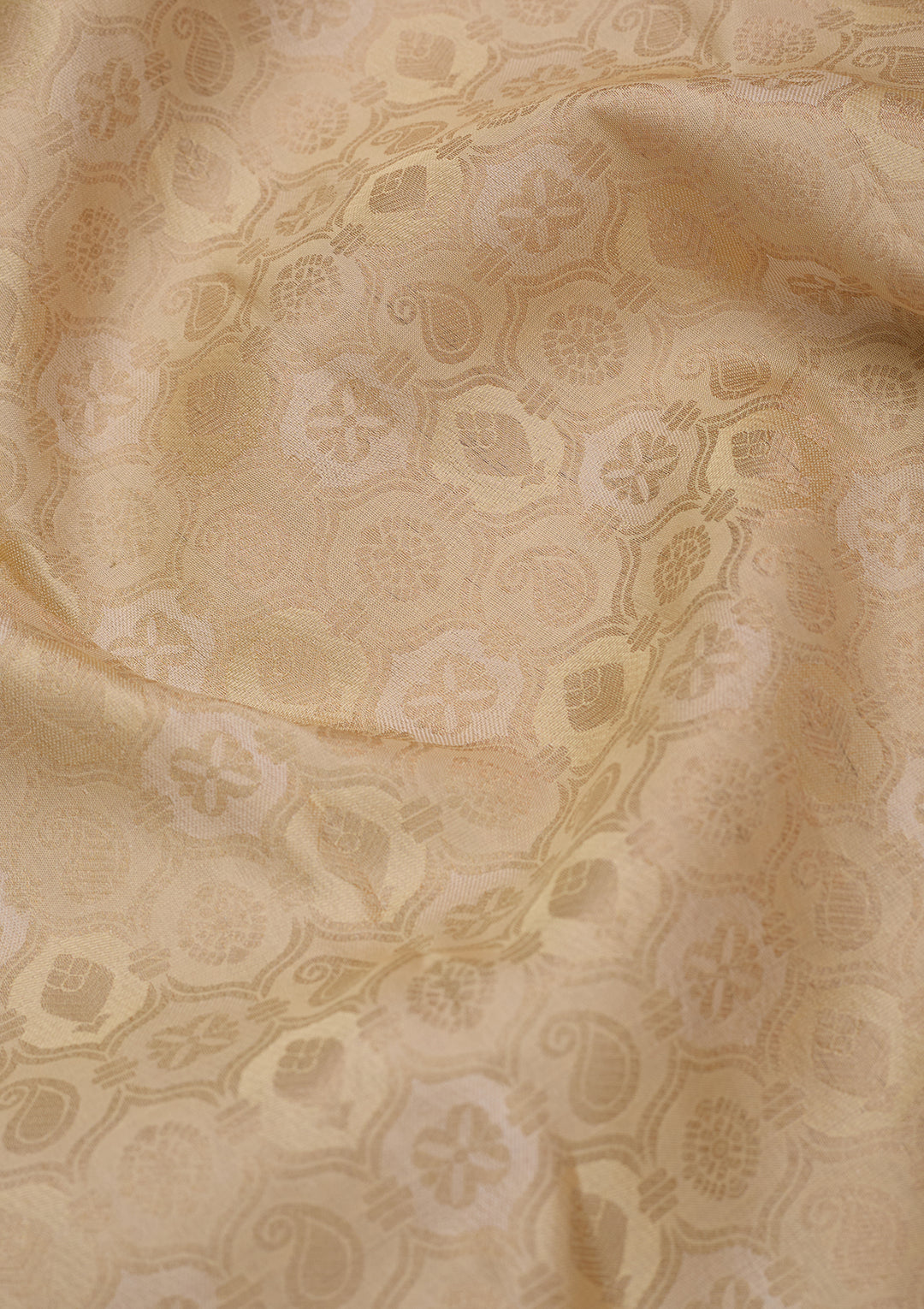 Cream Silk Jaal Silver Zariwork Saree With Matching Blouse Piece