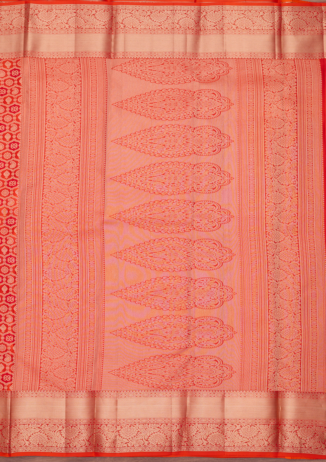 Orange Silk Jaal Silver Zariwork Saree With Matching Blouse Piece