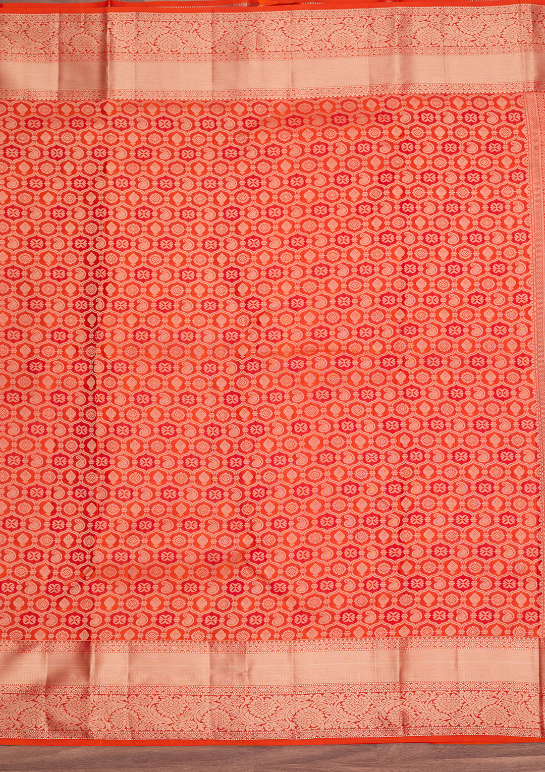 Orange Silk Jaal Silver Zariwork Saree With Matching Blouse Piece