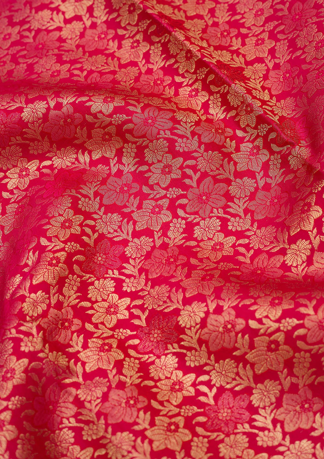 Rani Pink Silk Jaal Gold Zariwork Saree With Matching Blouse Piece