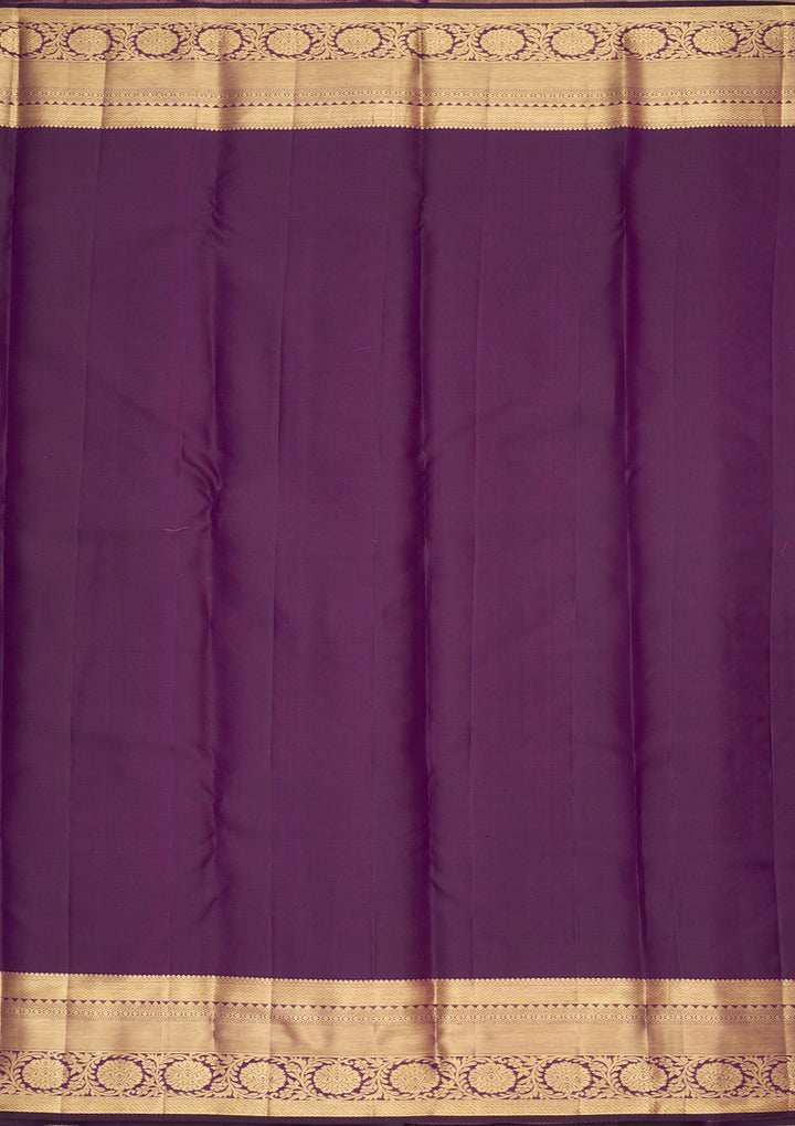 Purple Silk Jaal Gold Zariwork Saree With Matching Blouse Piece