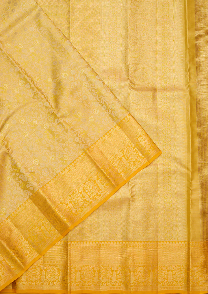 Gold Silk Jaal Gold Zariwork Saree With Matching Blouse Piece