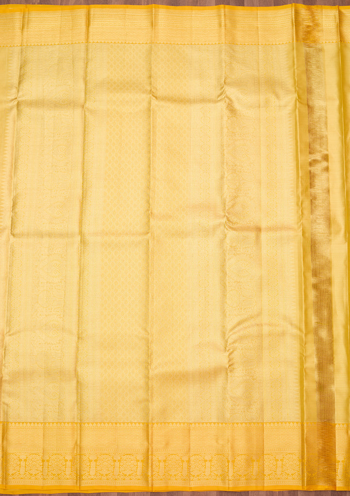 Gold Silk Jaal Gold Zariwork Saree With Matching Blouse Piece