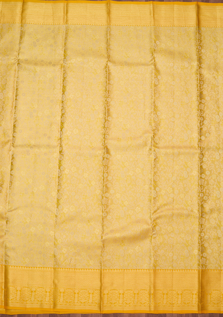 Gold Silk Jaal Gold Zariwork Saree With Matching Blouse Piece
