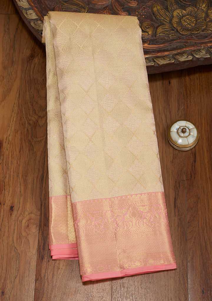 Gold Silk Jaal Gold Zariwork Saree With Matching Blouse Piece