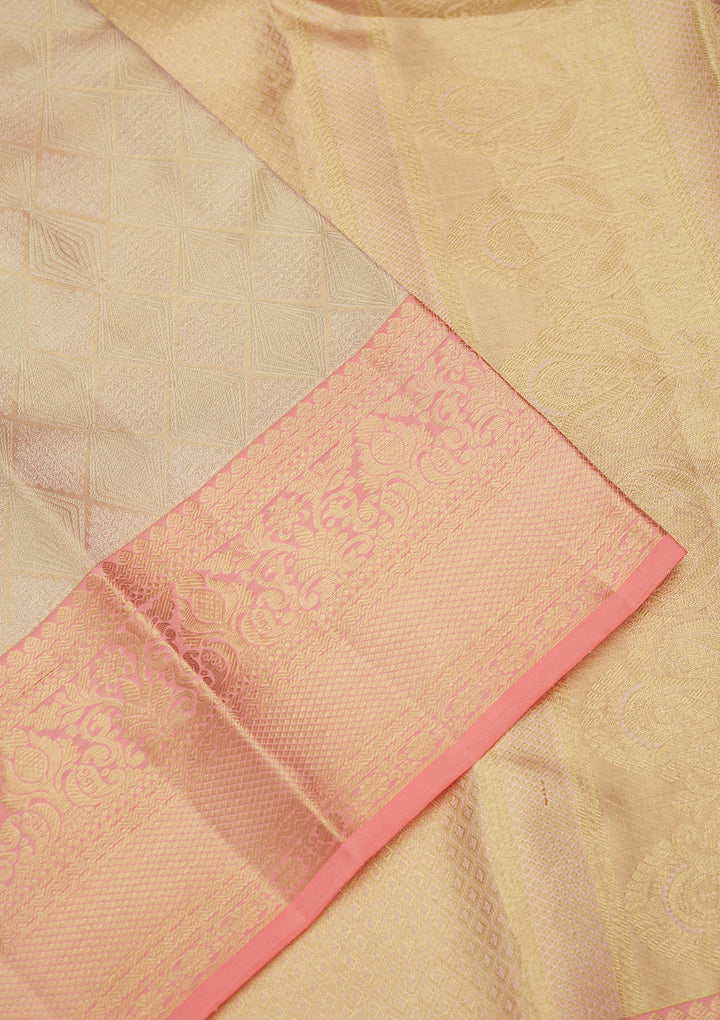 Gold Silk Jaal Gold Zariwork Saree With Matching Blouse Piece