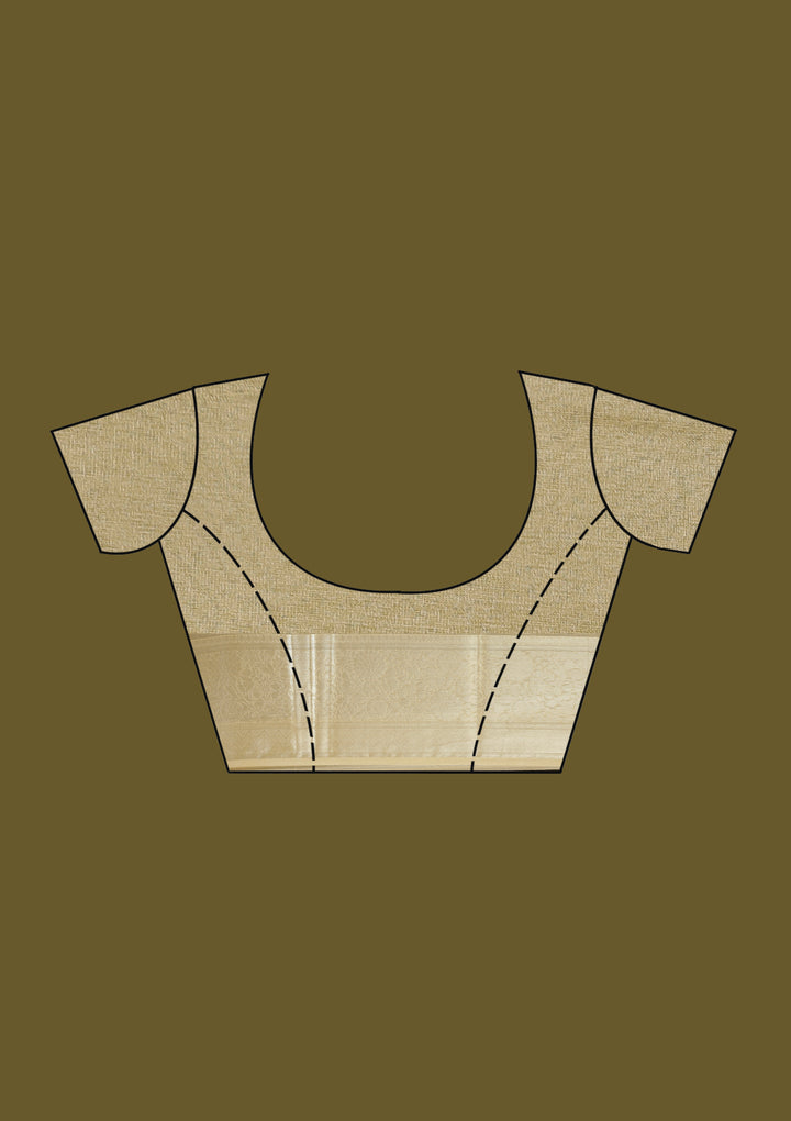 Beige Tissue Jaal Gold Zariwork Saree With Matching Blouse Piece