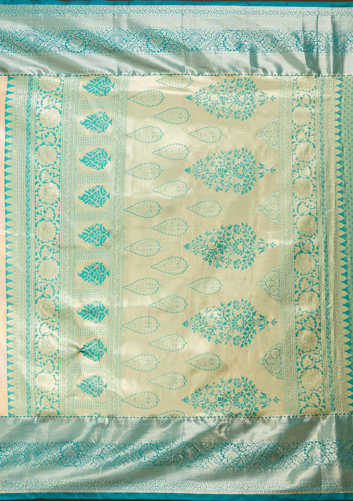 Gold Silk Jaal Gold Zariwork Saree With Matching Blouse Piece